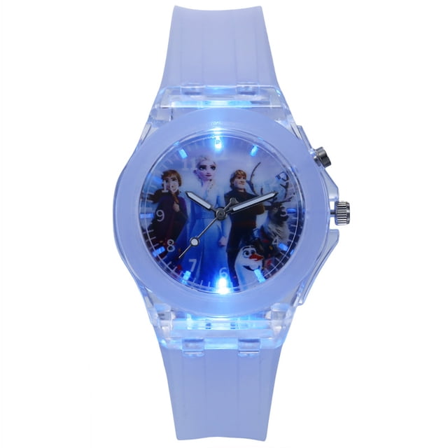 Watch luminous children's electronic watch silicone cartoon watch Frozen purple four-person combination