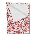 thumbnail image 2 of Snowflake Soft Flannel Fleece Throw Blanket, Stars 7 Pointed Stars and Dots Pattern Abstract Motifs New Year Illustration, Cozy Plush for Indoor and Outdoor Use, 60" x 80", Red White, by Ambesonne, 2 of 5