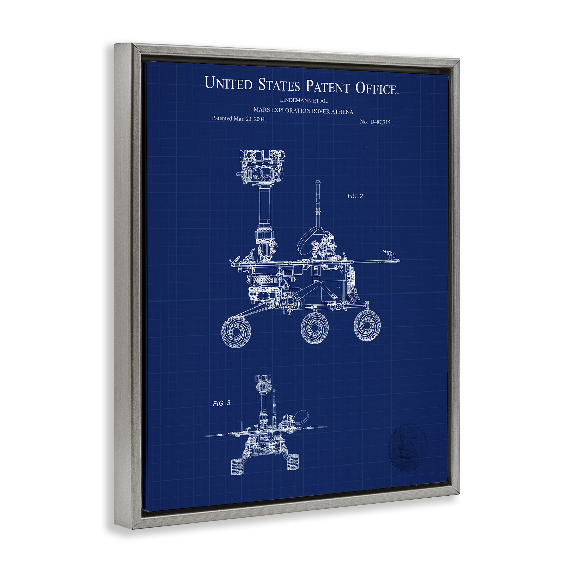 Stupell Industries Mars Exploration Blueprint Transportation Painting Gray Floater Framed Art Print Wall Art, 17 x 21
