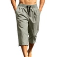 thumbnail image 3 of SeCaotees Men’s Capri Casual Pants, Elastic Waist Relaxed Fit Lightweight Breathable Cropped Bottoms with Hand Pockets for Summer Daily Wear Army Green,L, 3 of 10