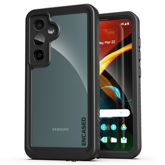 Encased Waterproof Case Designed for Samsung Galaxy S24 Plus - Full Body Protective Case with Screen Protector Built-in (Clear/Black)