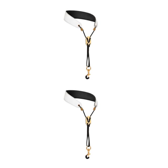 Redempat Sangle de Cou pour Saxophone Rembourrée Confortable pour Saxophone Basse Clarinette Soprano Blanc 45cm 2Set