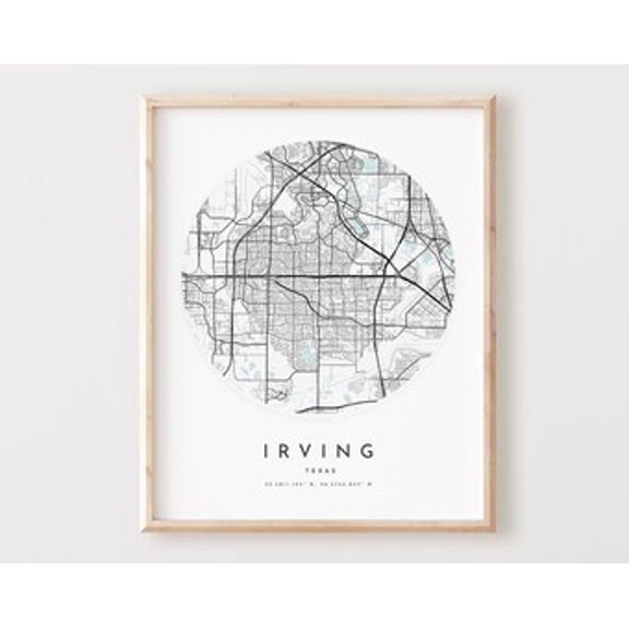 POSTER Irving Map Print, Irving Map Poster City Wall Art, Tx Road Map, Texas Print Street Map Decor UNFRAMED, 12x18