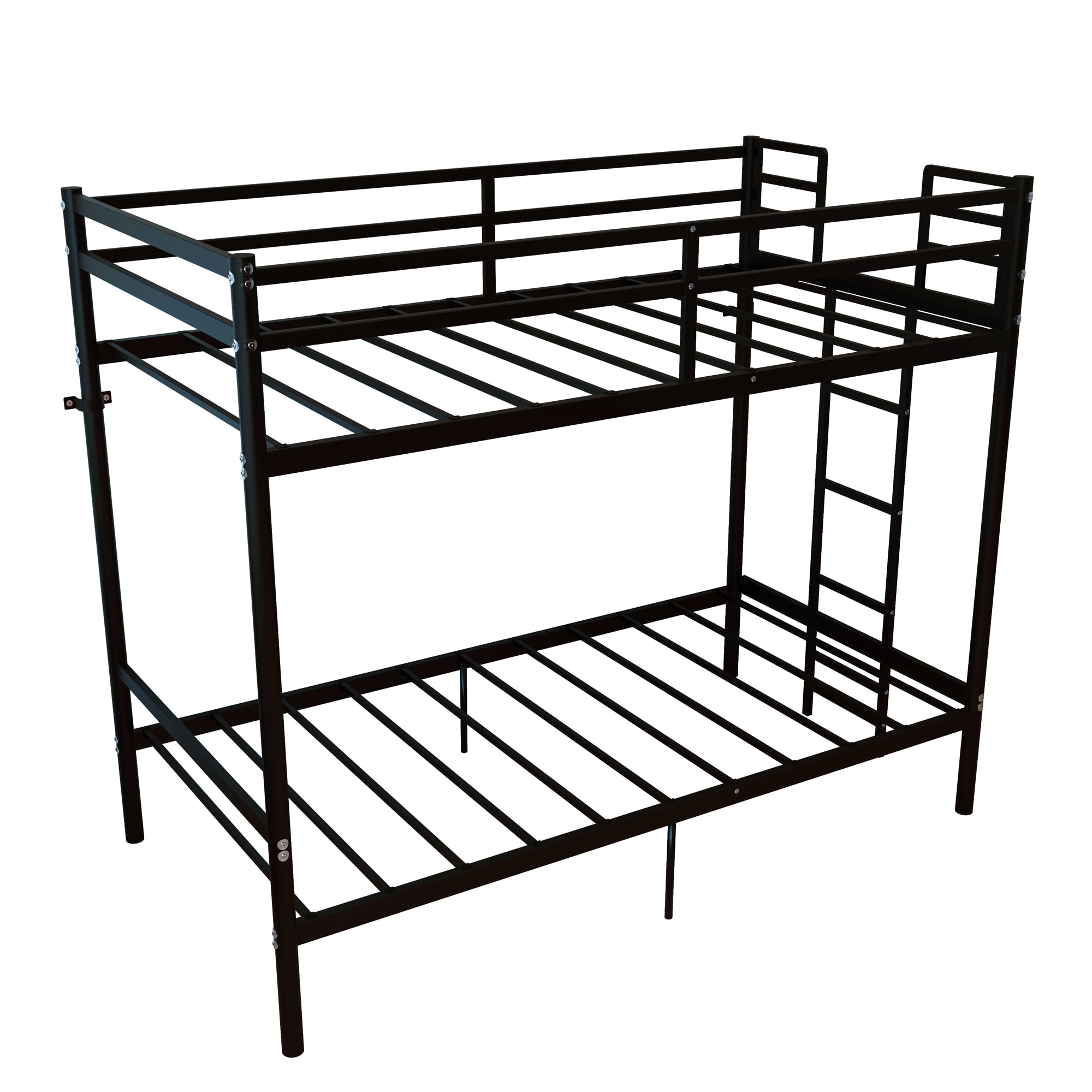 Bunk Bed with Ladder and high Guardrail, Able to Split, Metal Bunk Bed, Storage Space, Noise Free,Twin Over Twin Size,Black