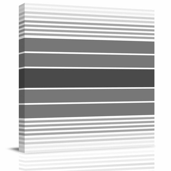 Framed Canvas Wall Art for Living Room Gray Striped Wall Decor, Grey Lines Stripes Aesthetic Paintings for Bedroom Office Kitchen Bathroom, Ready to Hang Artwork Wall Pictures 8x8 Inch