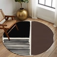 thumbnail image 2 of Round Rug 7Ft Washable Non-Slip, Brown Black Circle Area Rugs for Living Room Bedroom, Modern Abstract Art Farmhouse Striped Indoor Floor Mats Carpet Runner for Home Decor Aesthetic, 2 of 8