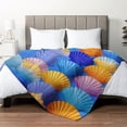 thumbnail image 4 of 2026 New Collection Flannel Blanket 1pc Coastal Seashell Throw Blanket - Soft Flannel All-Season Blanket with Deep Blue Oceanic Background., 4 of 8