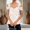 thumbnail image 2 of Zwiiyzr Women's T-Shirt Square Neck Cold Shoulder Printed Floral Short Sleeve Blouse Pink (L), 2 of 7
