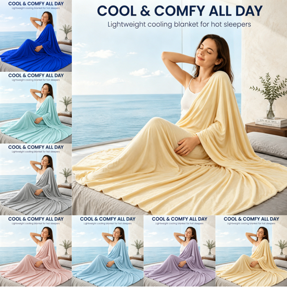 huayou Solid Yellow Lightweight Cooling Blanket, Flannel Throw Blanket Decoration, 39.37 x 59.06 inch Soft Blankets for Couch Bed Living Room Indoor Display