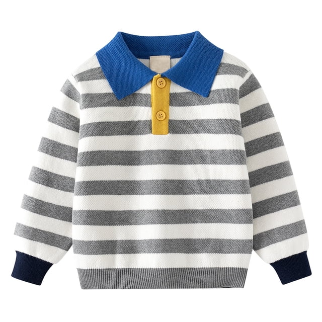aDJFDGT Manteau d'Hiver 24 Mois Automne Hiver Automne Chandail à Revers pour Enfants Garçons Chandail à Rayures Chandail pour Bébé