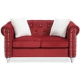 thumbnail image 3 of HomeStock Coastal Cottage Loveseat, 60" x 34" x 30" Jeweled Tufted Micro Suede with Pocketed Coil Seats for Comfort-Color:Burgundy, 3 of 5