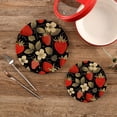 thumbnail image 2 of Coolnut Strawberry Flower Round Woven Potholders Set Trivets for Hot Dishe Heat Resistant Non-Slip Trivets for Cooking and Baking Kitchen Home Decor, 2 of 7