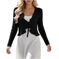 thumbnail image 3 of Ankola Womens Tie Front Cardigan Long Sleeve Rib Knit Shrug for Dress Sweaters Crop Tops, 3 of 5