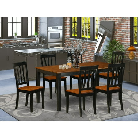 East West Furniture Dining Set Consist of a Rectangle Dining Table and Dining Chairs (Chair Seat Type Options) NIAN7-BCH-W East West Furniture Dining Set Consist of a Rectangle Dining Table and Dining Chairs (Chair Seat Type Options) NIAN7-BCH-W