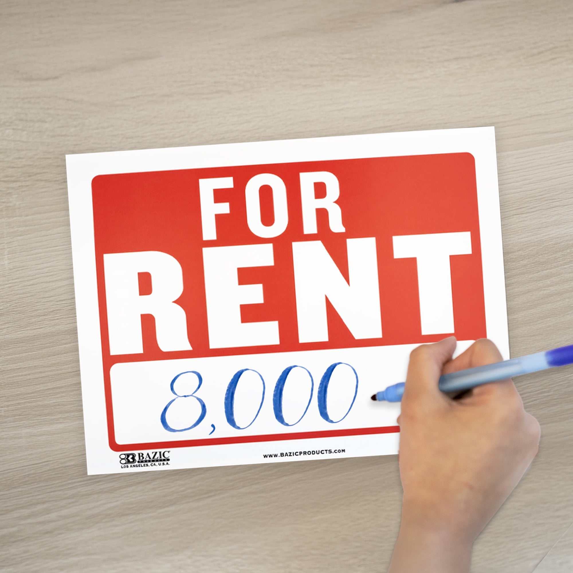 BAZIC For Rent Sign 9"X12", Waterproof Indoor Signage, 24-Pack