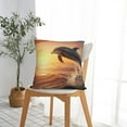 thumbnail image 5 of Fuzoiu Sunset Dancing Dolphin A Print Square Pillow Cover,Hidden Zipper Design,Luxury Square Pillow Case, Throw Pillow,Couch Cushion-16"x16", 5 of 7