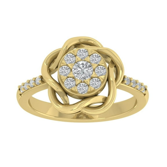 ARAIYA FINE JEWELRY 10K White Gold Lab-Grown Diamond Engagement Ring (1/2 cttw Round-shape Lab-Grown Diamonds (D-F Color, VS Clarity) Size 6