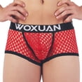 thumbnail image 3 of ZQUUVOU Men's Boxer Briefs Mesh Casual Solid Breathable Pouch (Red,L), 3 of 5