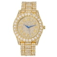 thumbnail image 2 of Charles Raymond Mens Big Rocks Bezel - Dial with Roman Numerals Fully Iced Out Watch w/Cuban Chain Bracelet & Ring - ST10327SET3PC (11,Gold), 2 of 6