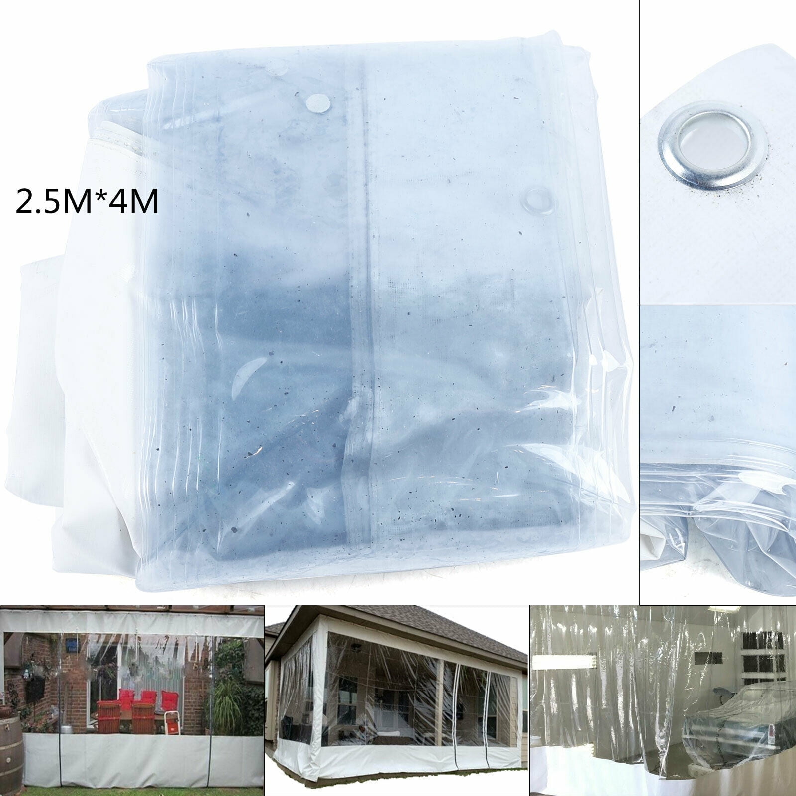 Waterproof Commercial Grade 0.5mm Vinyl Clear Awning Canopy Patio Enclosure 