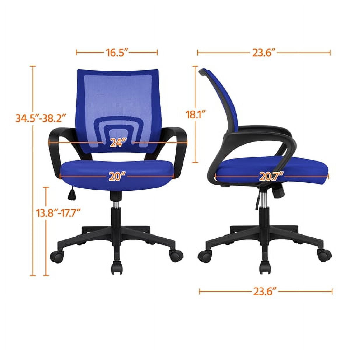 Alden Design Adjustable Ergonomic Mid-Back Mesh Office Chair with Armrests, Blue