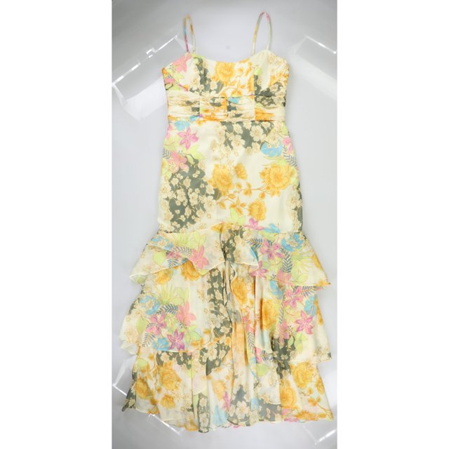 GUESS Womens Floral Vicky Maxi Dress, yellowmulti, XL