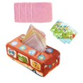 thumbnail image 3 of Caja de pañuelos para bebé, toallas de mano, bufandas para bailar malabares, pañuelos de papel arrugados de colores, actividades para niños con 3 Toallas Autobús, 3 of 9