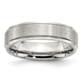 thumbnail image 1 of Stainless Steel Grooved Edge 6mm Brushed and Polished Wedding Band - Size 10, 1 of 5