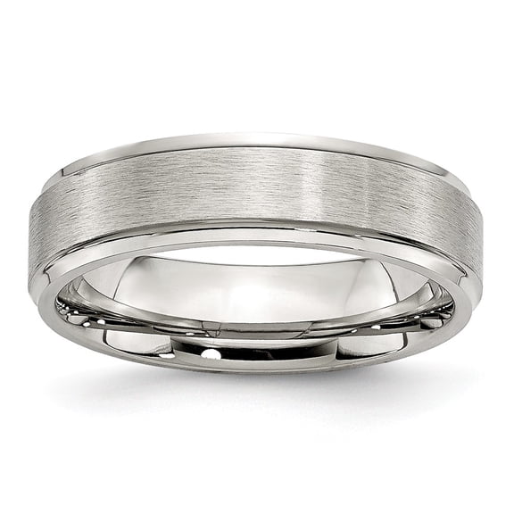 White Stainless Steel Ring Band Wedding Grooved Comfort