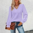 thumbnail image 2 of Womens Shirts Long Sleeved V-Neck Sweater Solid Color Womens Golf Shirt,Purple,M, 2 of 6