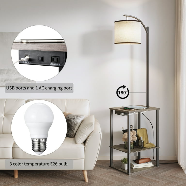SUNMORY Floor Lamp with Table Lamps for Living Room with Charging