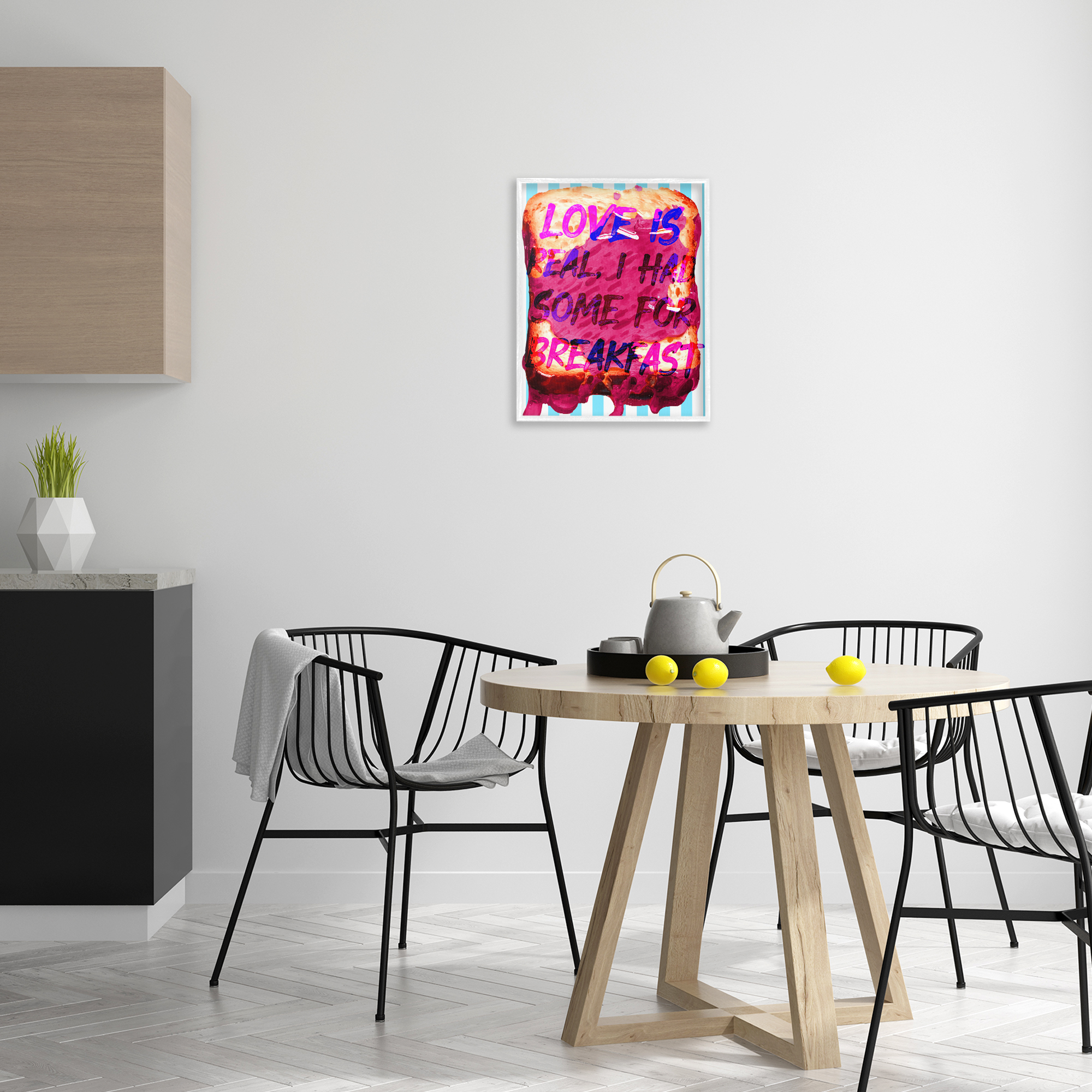 Stupell Industries Love Is Real Breakfast Food & Beverage Painting White Framed Art Print Wall Art, 16 x 20