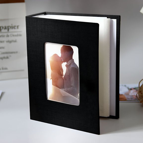 CCOCC Slip-in Photo Album Linen Cover 50 Pages 100 Pockets 4x6-Inch Wedding Travel Baby Shower Kids Family Anniversary Picture Collection Book