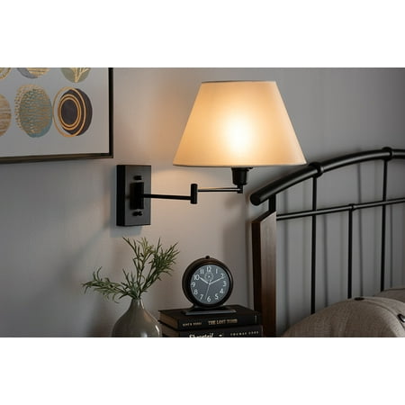 Black Wall Lamp - Baxton Studio Klasina Transitional Black Metal Swing Arm Wall Sconce Lamp