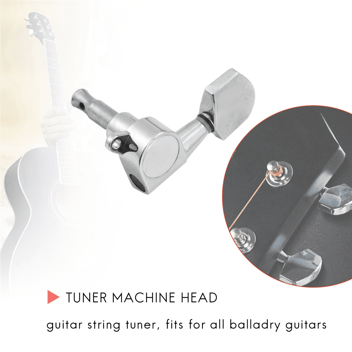 18 Pieces Silver Acoustic Guitar Machine Heads Knobs Guitar String Tuning Peg Tuner(9 for Left + 9 for Right)
