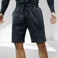 thumbnail image 2 of FRSASU Men's Athletic Sweat Shorts Acid Washed Cotton Elastic Waist Drawstring Gym Workout Jogger Pants with Pockets Black, 2 of 4