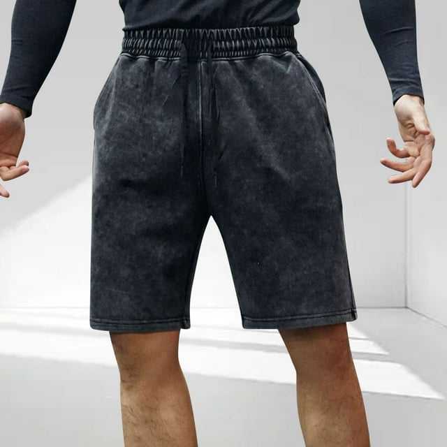 pstuiky Pantalones cortos para hombre, Pantalones cortos casuales de verano para hombre, de color liso, con cintura elástica y bolsillo con cordón. Pantalones cortos de golf
