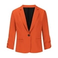 thumbnail image 5 of VSSSJ Womens Blazer Jacket Ruched 3/4 Sleeve Button Slim Fit Solid Color Casual Office Blazers Lightweight Suit Coat for Work Orange XL, 5 of 8