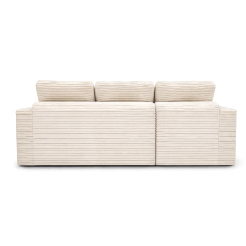 Howcool 105" Modular Sectional Sofa with Ottoman, Cloud Style Deep Seat Living Room Couch, DIY Configuration Pure Foam Frame, Faux Rabbit Fur Velvet Upholstered Furniture Set,White