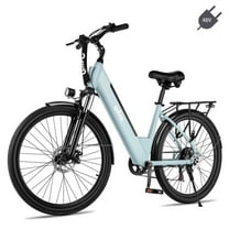 Qlife Cityone 26" Electric Bike for Adults, Peak Over 750W Step-Through Ebike, Over 20Mph, Removable Battery Ebikes with 7 Speed,(Blue)