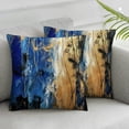 thumbnail image 3 of Acheng Gold and Blue Abstract Art Short Plush Pillowcase Set of 2 White, 3 of 7