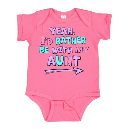 

Inktastic Yeah I d Rather be with My Aunt in Pink Blue and Purple Boys or Girls Baby Bodysuit