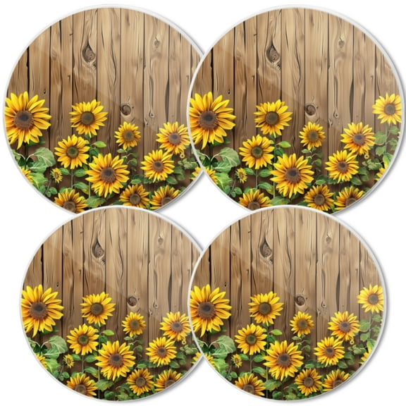 Gas Stove Burner Cover,White Electric Stove Top Protector,Easy to Clean,Sunflowers In Front Of A Rustic Wooden Wall