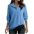 thumbnail image 1 of Women's Button Collar Sweatshirt 2025 - Rib Knit Pullover | Long Sleeve V-Neck Casual Top, 1 of 9