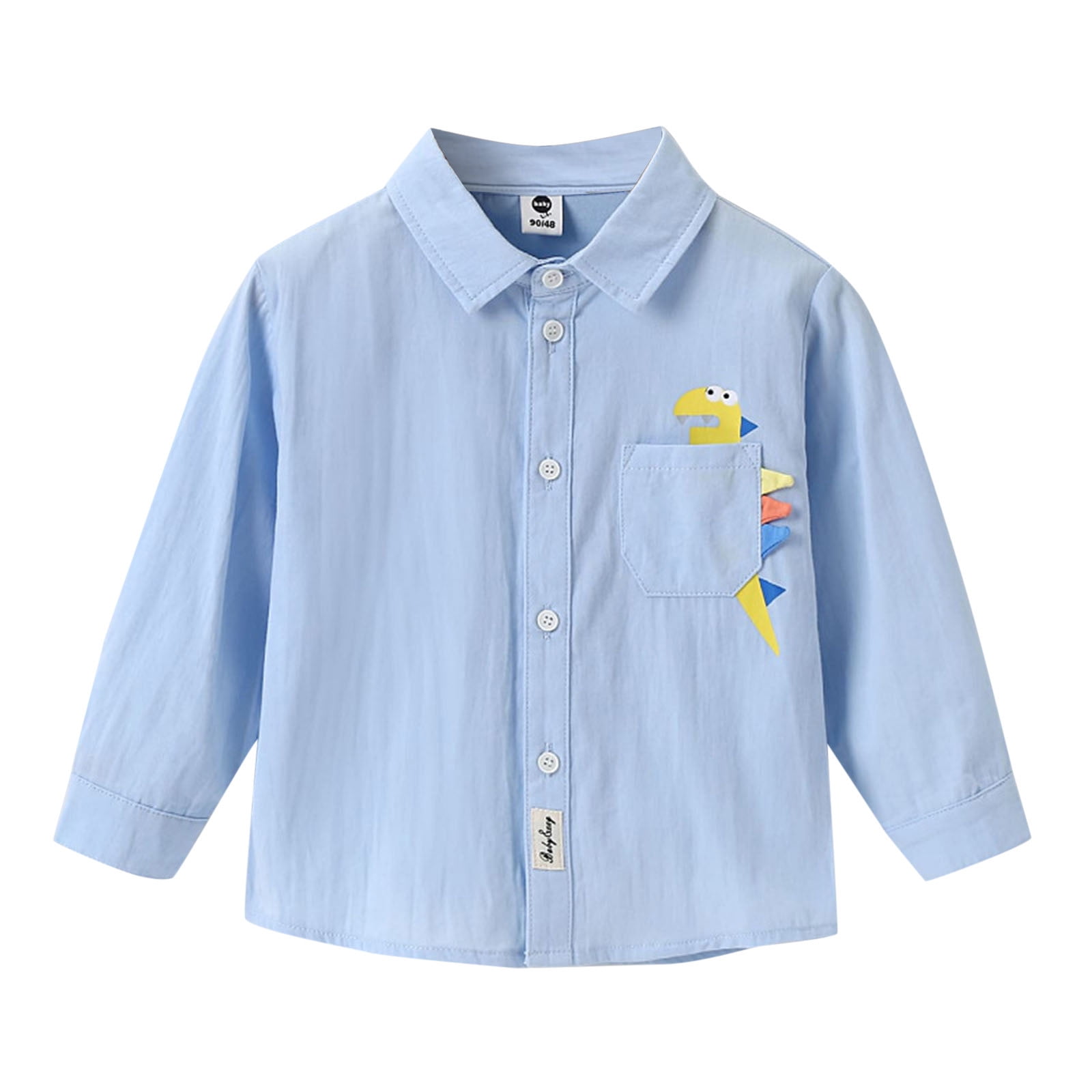 Kids Toddler Baby Boys Girls Shirt Long Sleeve Cartoon Lapel Button ...