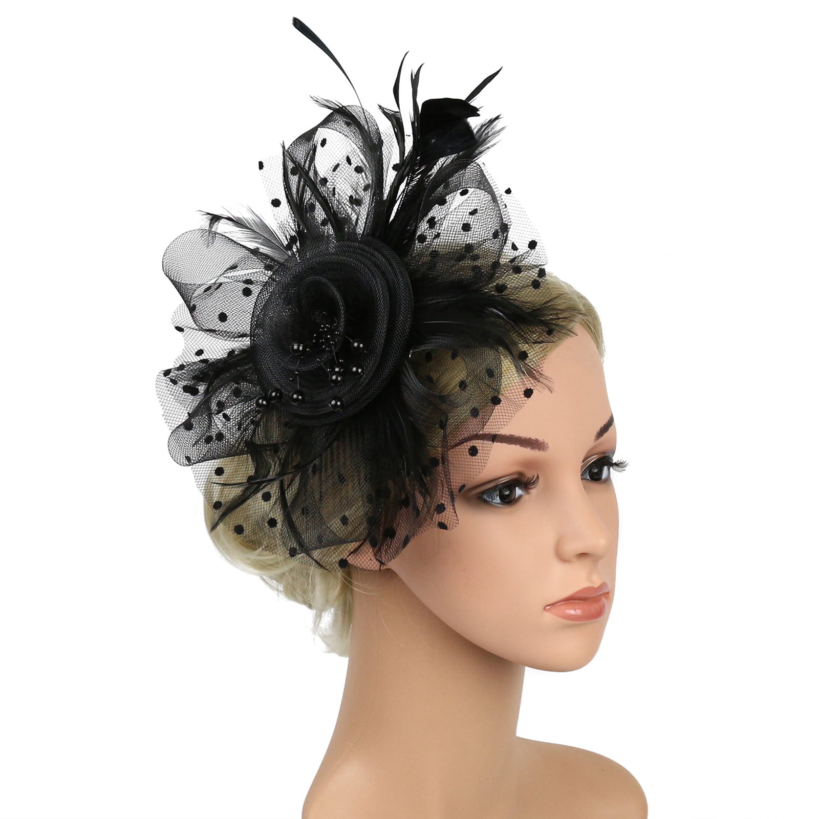 Fascinators Hat Flower Mesh Ribbons Feathers on a Headband and a Clip Tea Party Headwear for Girls and Women Fascinators Hat Flower Mesh Ribbons Feathers on a Headband and a Clip Tea Party Headwear for Girls and Women
