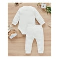 thumbnail image 3 of ITFABS Baby?s Solid Color Button Long Sleeve Romper and Tie-up Trousers Set, 3 of 9