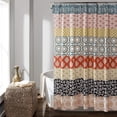 thumbnail image 1 of Boho Stripe Shower Curtain Bold Colorful Design, 35" x 72", Turquoise & Orange (1 Piece), 1 of 5