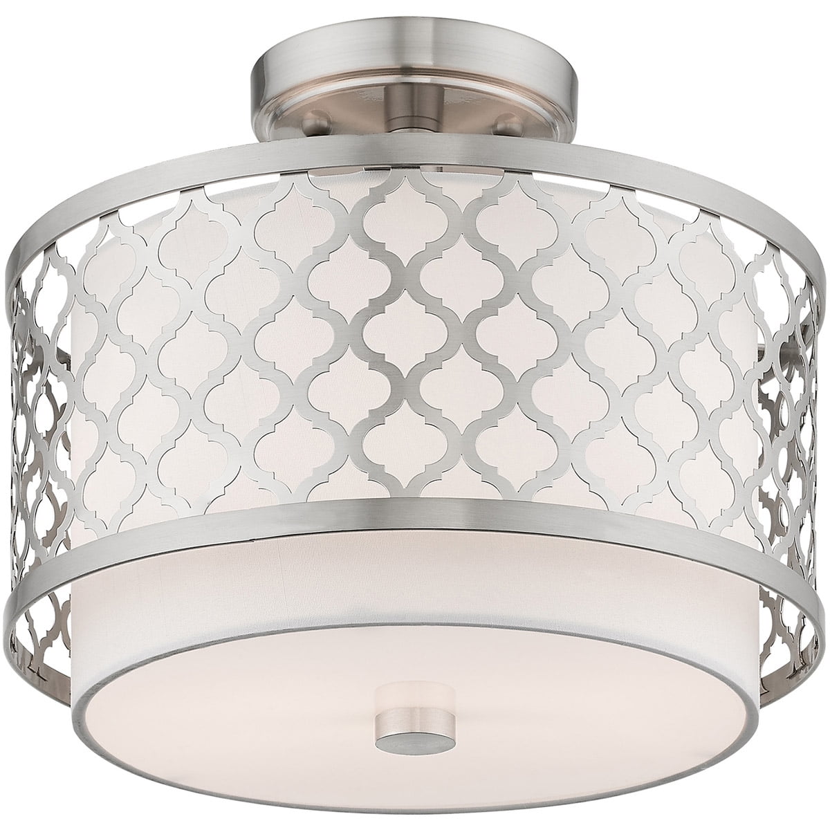 2 Light Brushed Nickel Ceiling Light fixture with Steel base material