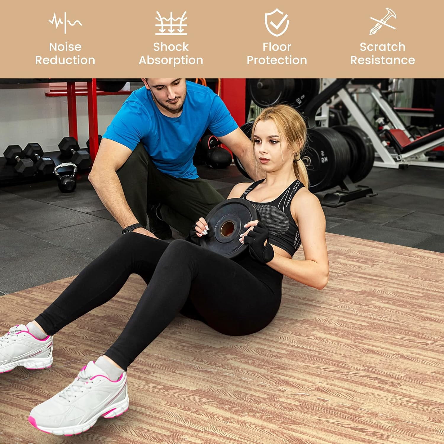 HJTER 25 Tiles Foam Flooring Mats with Border, 100 SQ FT EVA Interlocking Exercise Foam Mats for Exercise Equipment, Elastic Puzzle Play Mats, 3/8” Thick Non-Slip Workout Floor Mats for Home Gym